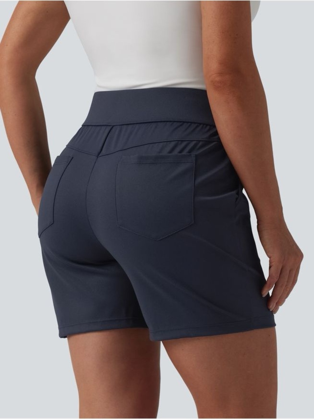 Halara Mid High Waisted Quick Dry Golf Shorts with Pockets 5''-Golf Tee-UPF40+ S - Picture 2 of 11